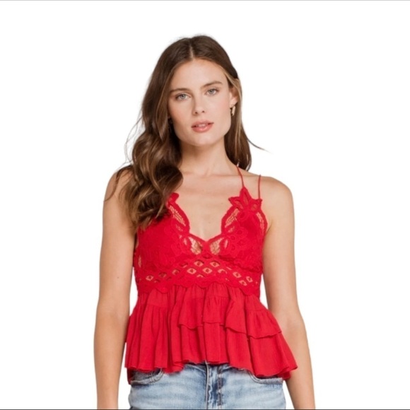 Free People Adella Cami Cherry Red Size M Medium NWT - Picture 1 of 7